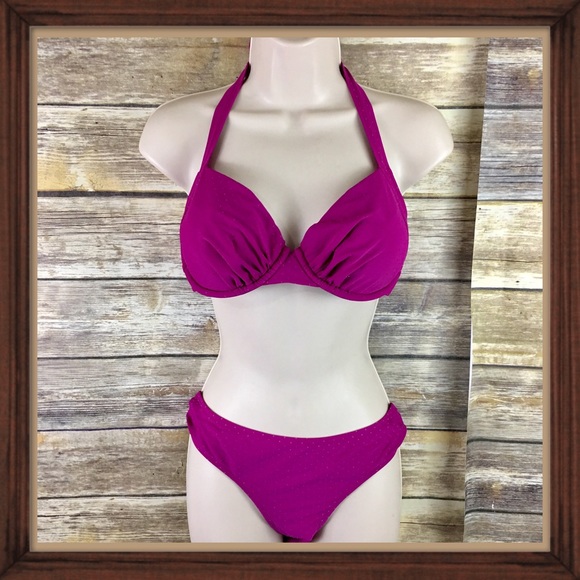 Skye Other - Skye Magenta Textured Push Up 2 Piece Bikini EUC